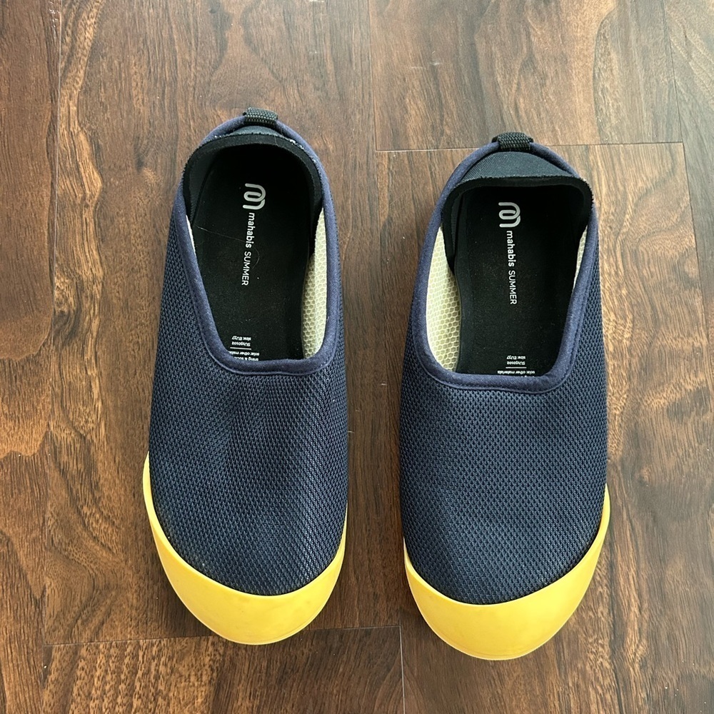 Mahabis Summer Slipper 
Navy Yellow Size EU 37 US Women’s 7 Detachable TPU Soles